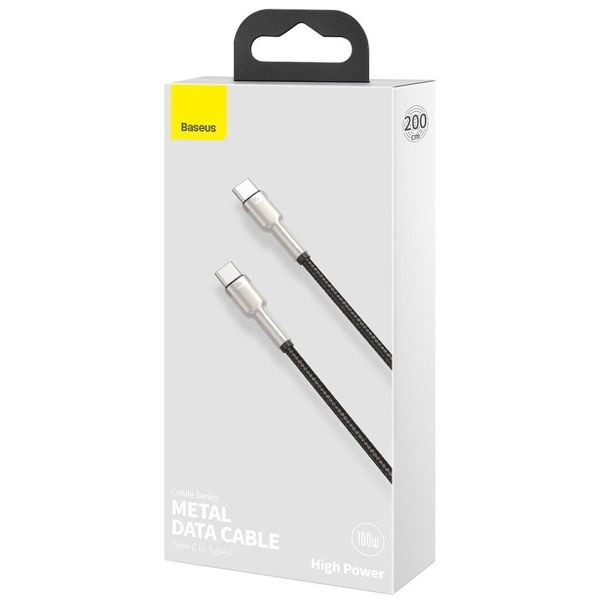 Baseus Cafule Series USB-C naar USB-C kabel - Metaal - 100 Watt - 2 meter - Zwart