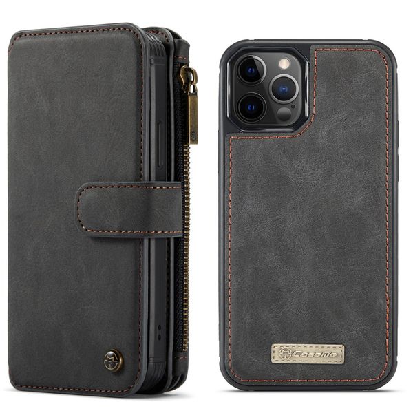 CaseMe Luxe 2 in 1 Portemonnee Bookcase Apple iPhone 12 (Pro) - Zwart