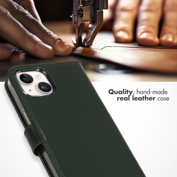 Selencia Genuine Leather Book Case Apple iPhone 15 Plus - Green