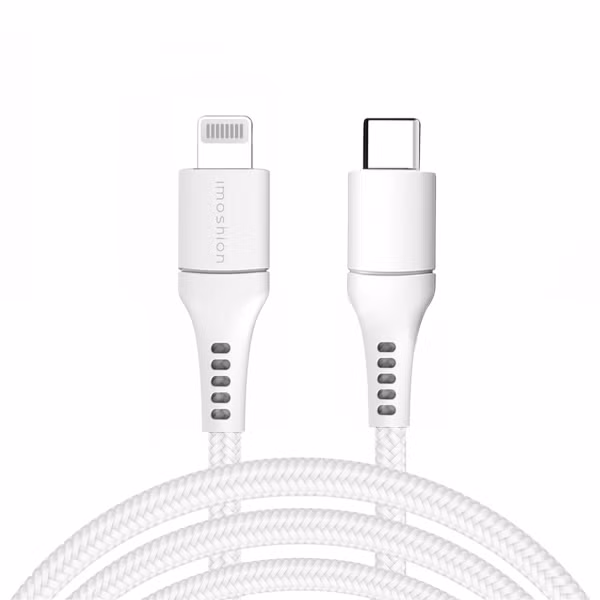 imoshion Lightning naar USB-C kabel - Non-MFi - Gevlochten textiel - 3 meter - Wit - Apple iPhone 6