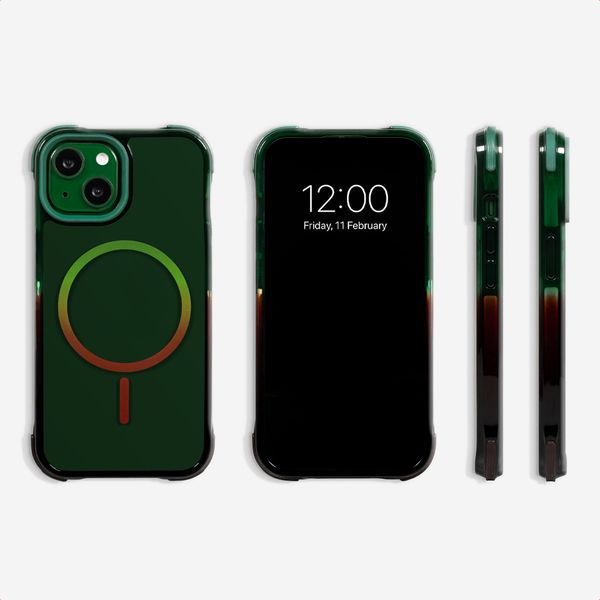 Selencia Gradient Backcover met MagSafe Apple iPhone 13 - Groen / Bruin