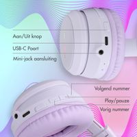 imoshion Kids LED Light Cat Ear Bluetooth Headphones - Kinder koptelefoon - Draadloze koptelefoon + AUX kabel - Lavender Lilac