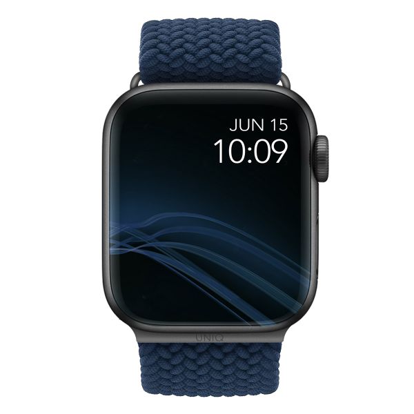 Uniq Aspen Braided bandje Apple Watch Series 1 t/m 9 / SE (38/40/41 mm) | Series 10 / 11 (42 mm) - Oxford Blue
