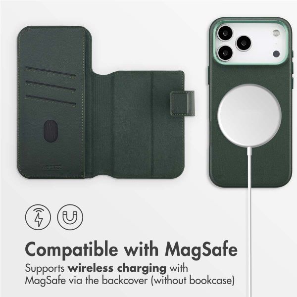 Accezz 2-in-1 Leather Bookcase with MagSafe Apple iPhone 17 Pro Max - Cedar Green