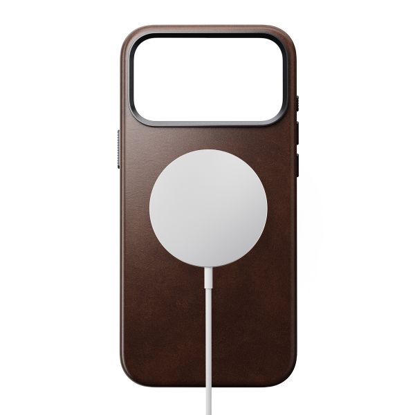 Nomad Traditional Horween Leather Backcover met MagSafe Apple iPhone 17 Pro Max - Rustic Brown