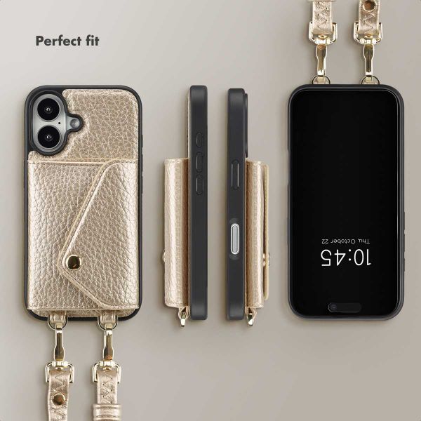 Selencia Sera Phone Case with Cord and Envelope Card Holder Apple iPhone 16 - Champagne
