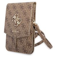 Guess Crossbody Telefoontasje - Smartphone schoudertasje met riem 4G Logo - Bruin