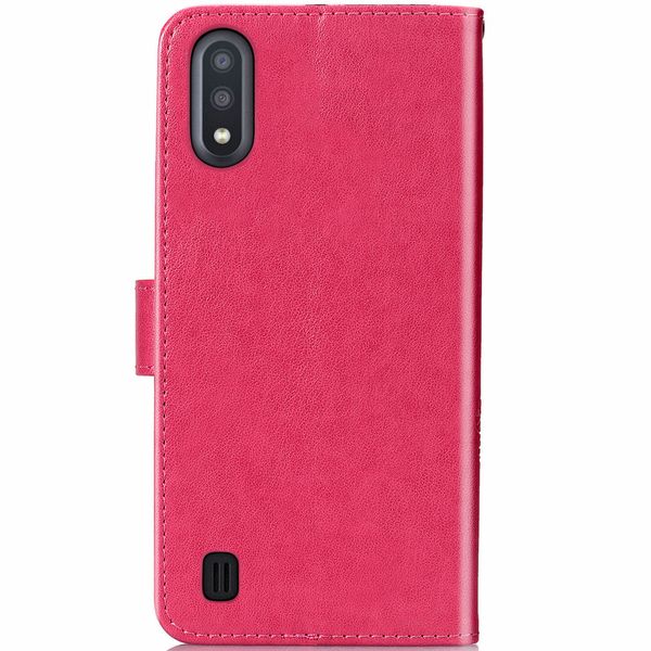 Klavertje Bloemen Bookcase Samsung Galaxy A01 - Fuchsia