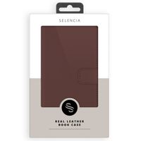 Selencia Echt Leren Bookcase Samsung Galaxy S25 FE - Donkerbruin