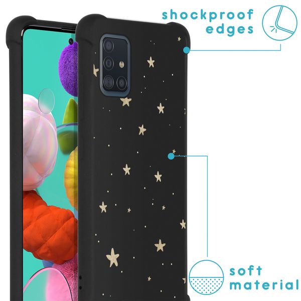 imoshion Design hoesje met koord Samsung Galaxy A51 - Sterren - Zwart / Goud