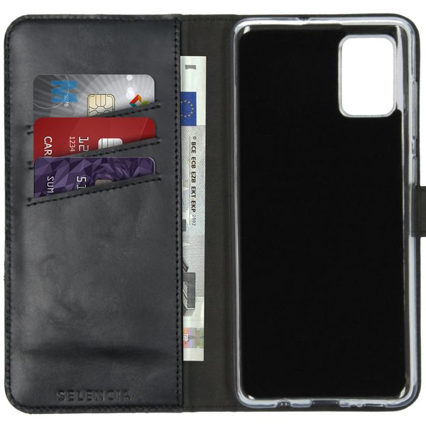 Selencia Echt Leren Bookcase Samsung Galaxy A71 - Zwart