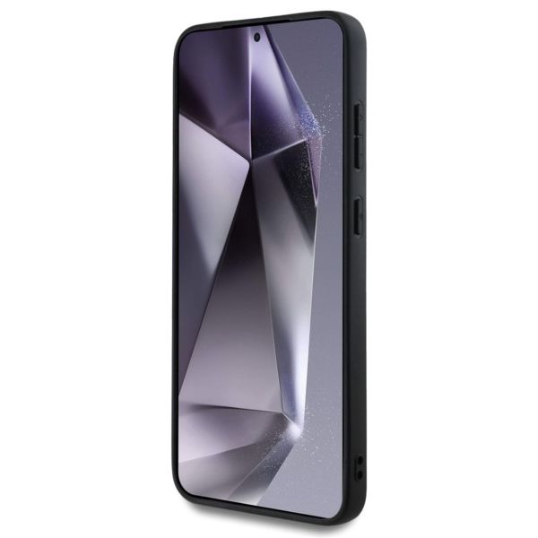 Guess 4G Metal Logo Glitter Backcover Samsung Galaxy S25 - Zwart