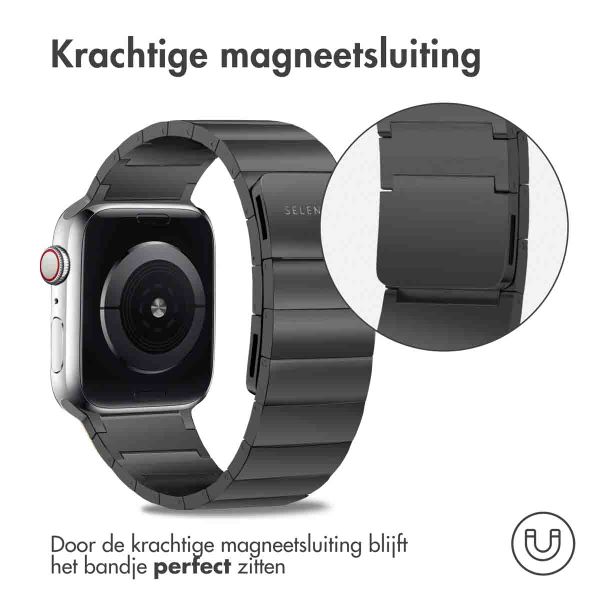 Selencia Stalen magnetisch bandje Apple Watch Series 1 t/m 9 / SE (38/40/41 mm) | Series 10 / 11 (42 mm) - Zwart