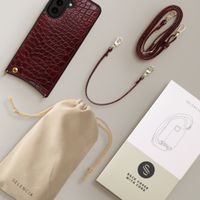 Selencia Nova Croco Telefoonhoes met Koord en Pashouder Samsung Galaxy A57 (5G) - Burgundy