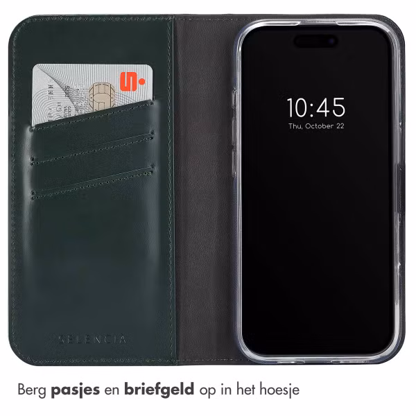 Selencia Echt Leren Bookcase Apple iPhone 16 Pro Max - Groen