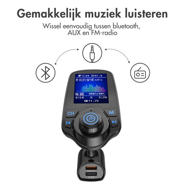 imoshion FM Transmitter met scherm, USB-C poort & Quick Charge - Zwart