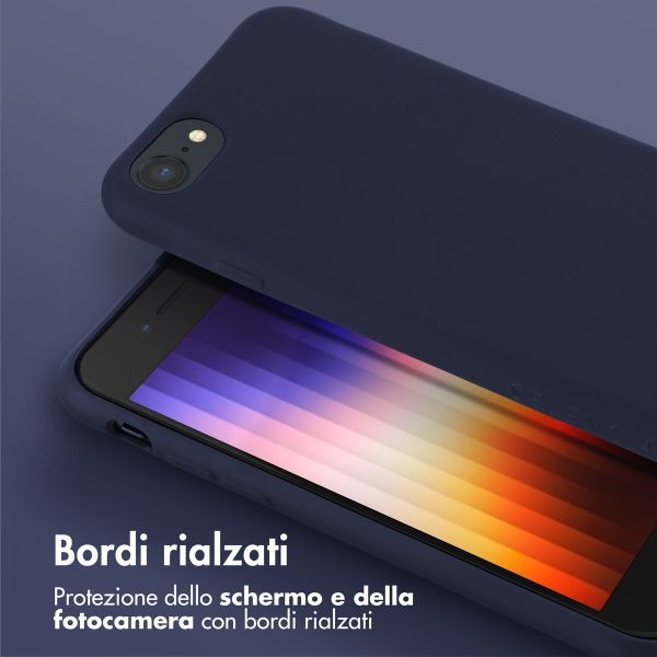 Selencia Siliconen hoesje met afneembaar koord Apple iPhone SE (2022 / 2020) / 8 / 7 - Donkerblauw