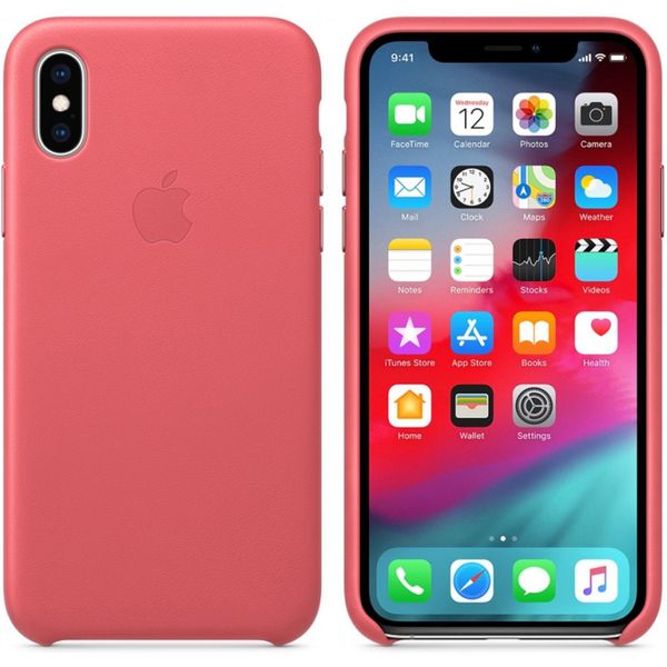 Apple Leather Backcover iPhone Xs - Peony Pink