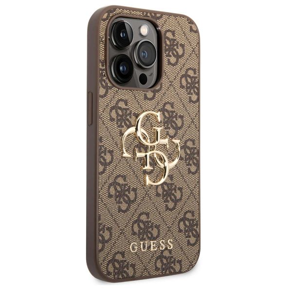 Guess 4G Metal Logo Backcover iPhone 15 Pro Max - Bruin