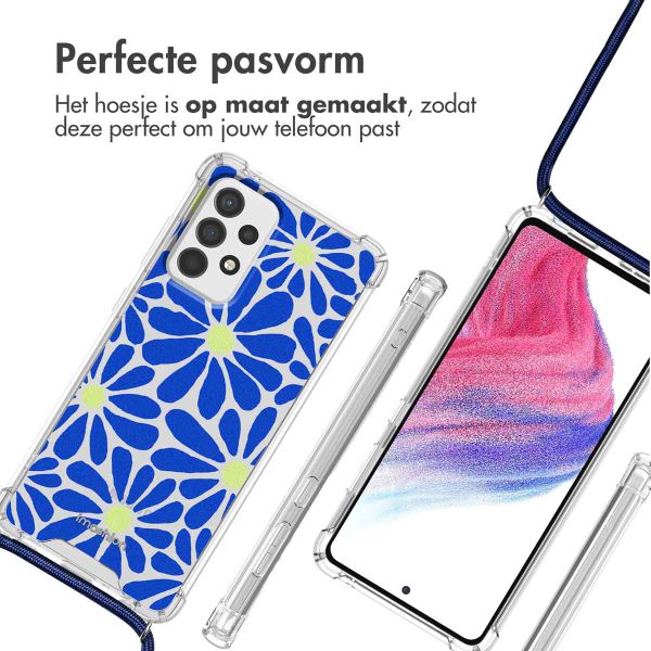 imoshion Design hoesje met koord Samsung Galaxy A53 - Cobalt Blue Flowers Connect