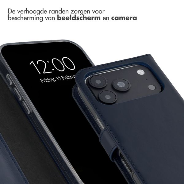 Selencia Echt Leren Bookcase Apple iPhone 18 Pro Max / 17 Pro Max - Blauw