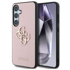 Guess 4G Metal Logo Saffiano Backcover Samsung Galaxy S25 - Roze