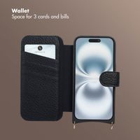 Selencia Riva Bookcase with MagSafe and phone strap Apple iPhone 16 - Black