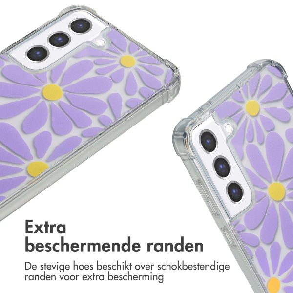 imoshion Design hoesje met koord Samsung Galaxy S21 FE - Tropical Violet Flowers Connect
