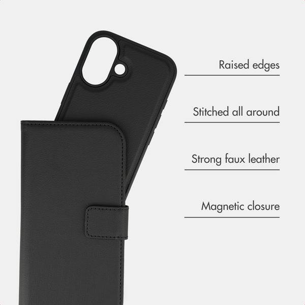 imoshion Uitneembare 2-in-1 Luxe Bookcase Apple iPhone 16 - Zwart