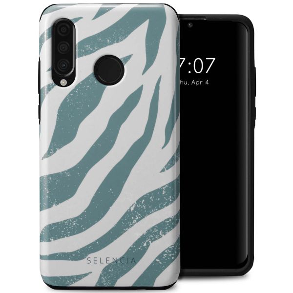 Selencia Vivid Tough Backcover Huawei P30 Lite - Colorful Zebra Pine Blue