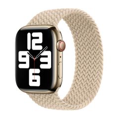 Apple Gevlochten solobandje Apple Watch | 38/40/41/42 mm - Maat 6 - Beige