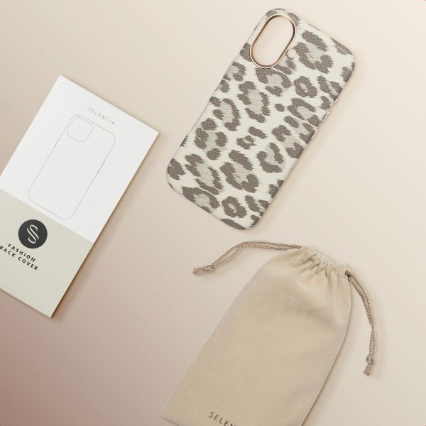 Selencia Sabi Back Cover Panther Print with MagSafe Apple iPhone 16 - Soft Ivory