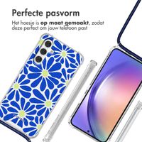 imoshion Design hoesje met koord Samsung Galaxy A54 (5G) - Cobalt Blue Flowers Connect