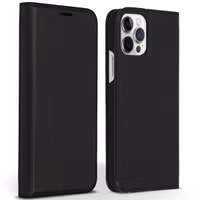 Accezz Premium Leather Slim Bookcase Apple iPhone 12 (Pro) - Zwart