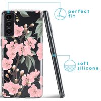 imoshion Design hoesje Samsung Galaxy S21 FE - Bloem - Roze / Groen