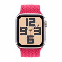 Apple Gevlochten solobandje Apple Watch | 44/45/46/49 mm - Maat 4 - Raspberry