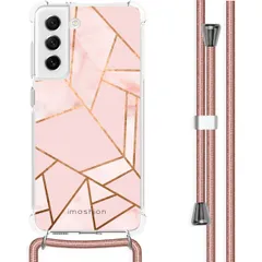 imoshion Design hoesje met koord voor Samsung Galaxy S21 FE - Grafisch Koper - Roze / Goud