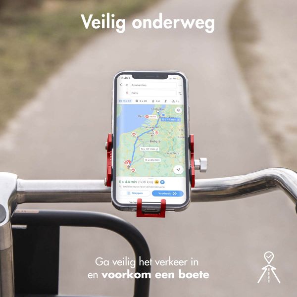 imoshion Telefoonhouder fiets - Verstelbaar - Universeel - Aluminium - Rood