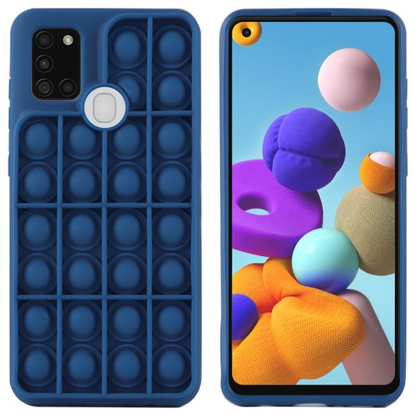 imoshion Pop It Fidget Toy - Pop It hoesje Galaxy A21s - Donkerblauw