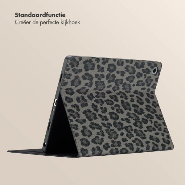 Selencia Sabi Bookcase met panterprint Samsung Galaxy Tab A9 Plus - Midnight Black