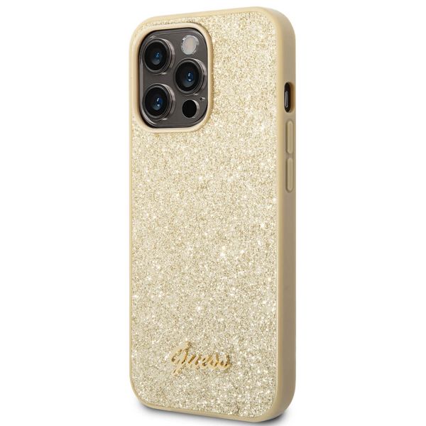 Guess Glitter Flakes Backcover Apple iPhone 14 Pro Max - Goud