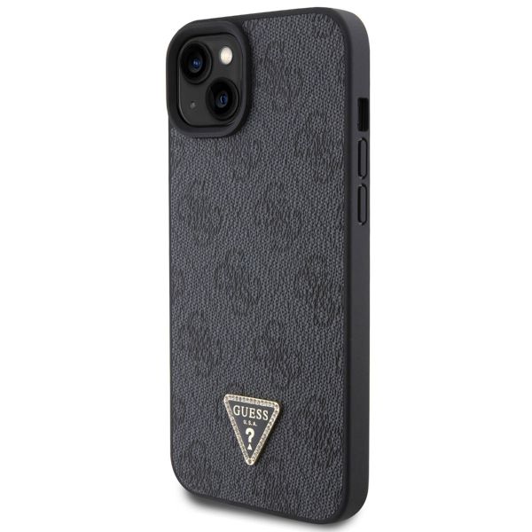 Guess 4G Logo Triangle Strass Backcover iPhone 15 - Zwart