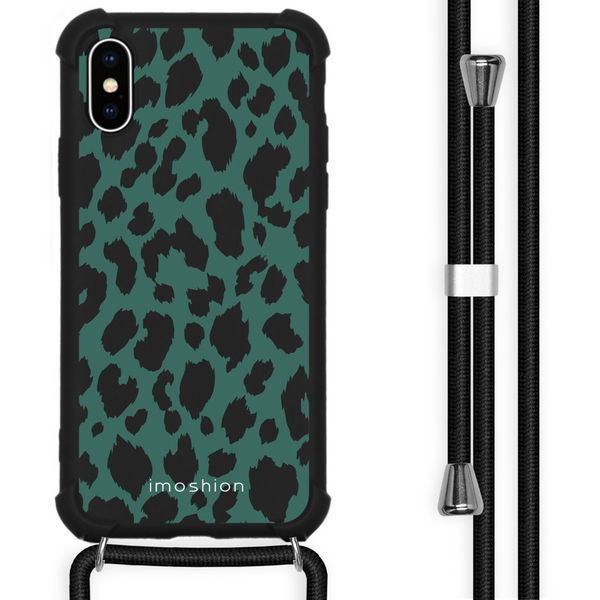 imoshion Design hoesje met koord iPhone X / Xs - Luipaard - Groen / Zwart