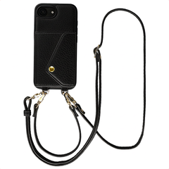 Selencia Sera Phone Case with Cord and Envelope Card Holder Apple iPhone 17e / 16e - Black
