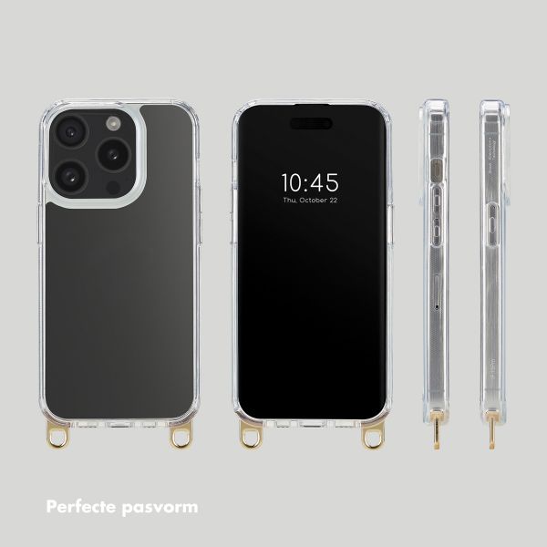 Selencia Transparent Case with Hooks + Lova Wrist Strap Tortoise Leopard Apple iPhone 15 Pro - Earth Tones