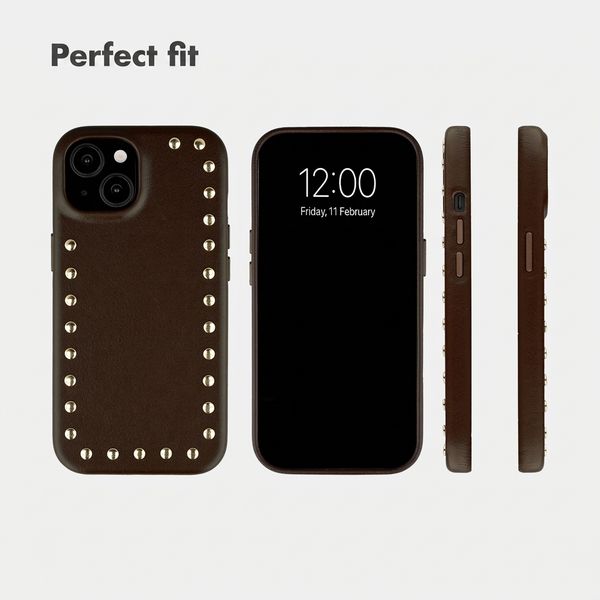 Selencia Studs Back Cover with MagSafe Apple iPhone 15 - Cacao Crush