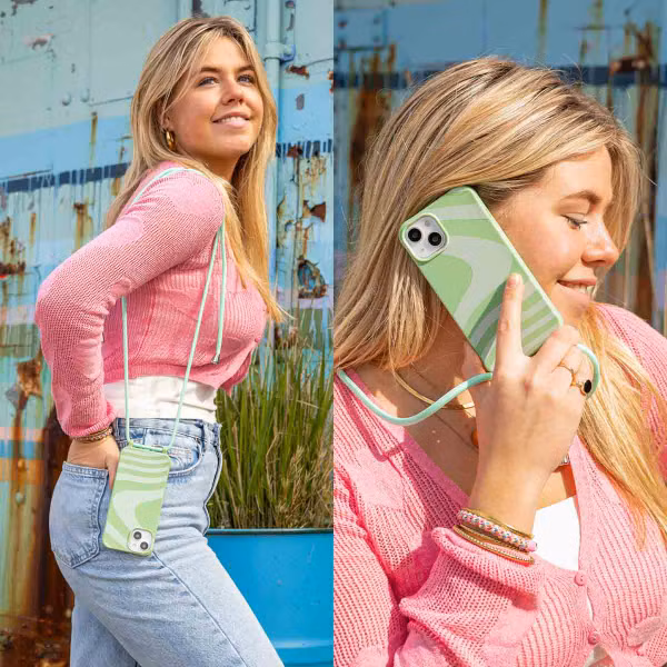 imoshion Siliconen design hoesje met koord Apple iPhone 14 Pro - Retro Green