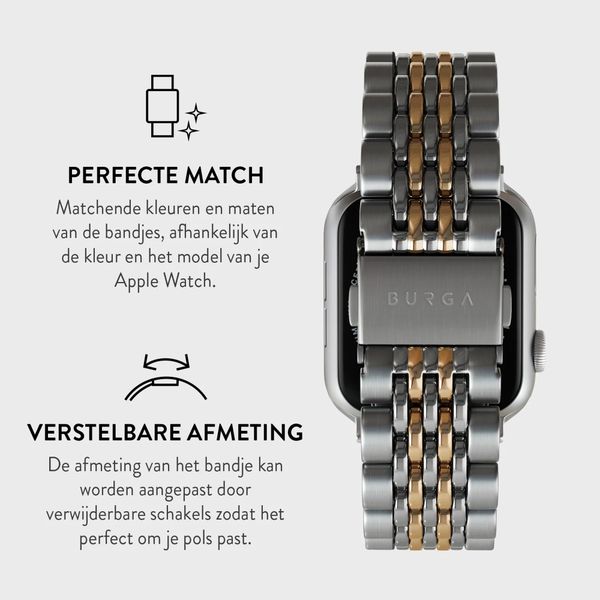 Burga Stalen bandje Apple Watch | 38/40/41/42 mm - Platinum Gold
