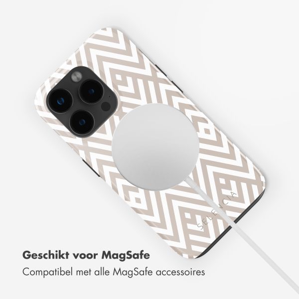 Selencia Vivid Tough Backcover met MagSafe iPhone 15 Pro Max - Beige Zigzag