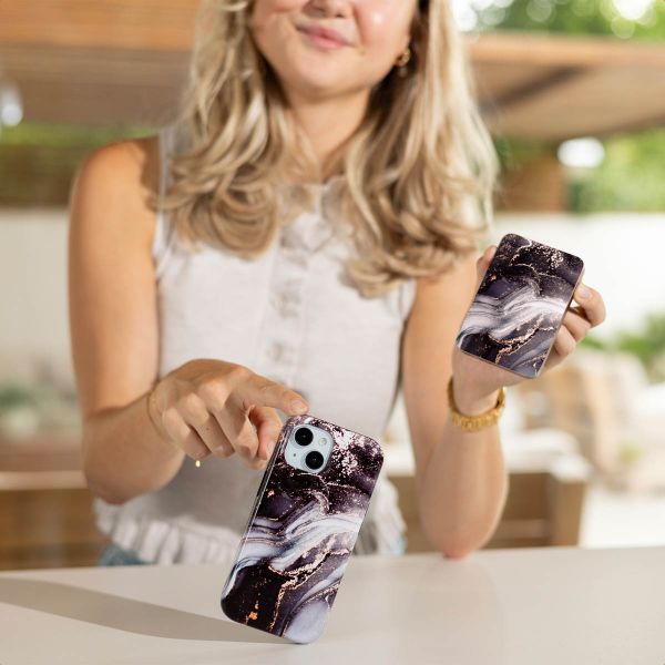 Selencia Vivid MagSafe Powerbank 5.000 mAh - Draadloze Powerbank - MagSafe en Qi2 - Black / Chic Marble Black